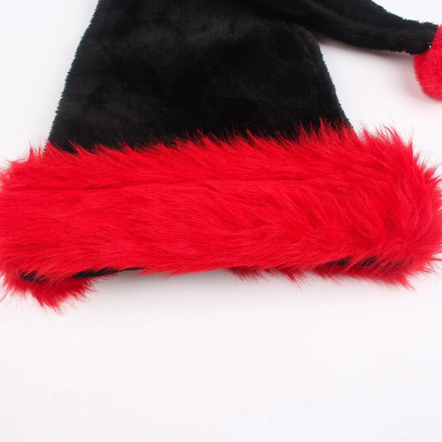 Plush plus-size Christmas hat in red and black colour combination with European classical style