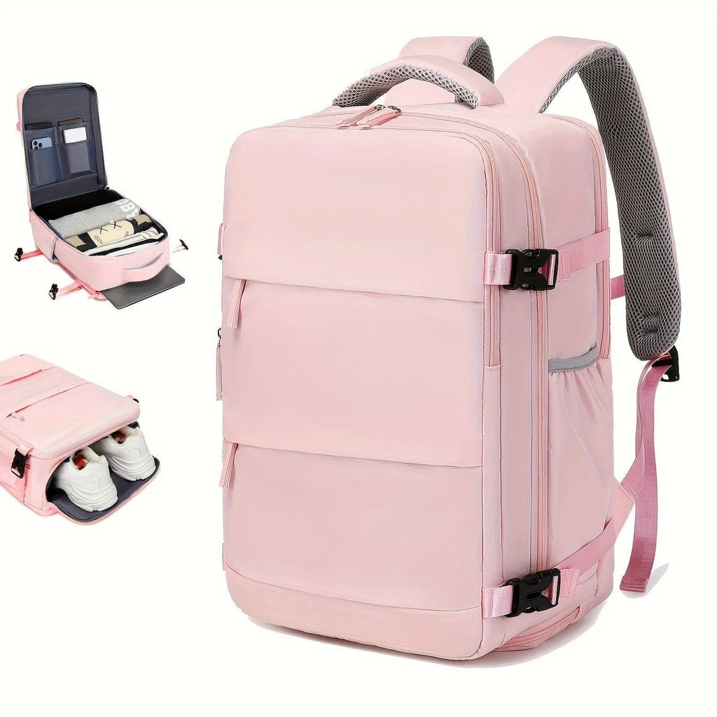 Men's large capacity nylon luggage backpack in black colour with tourist package included