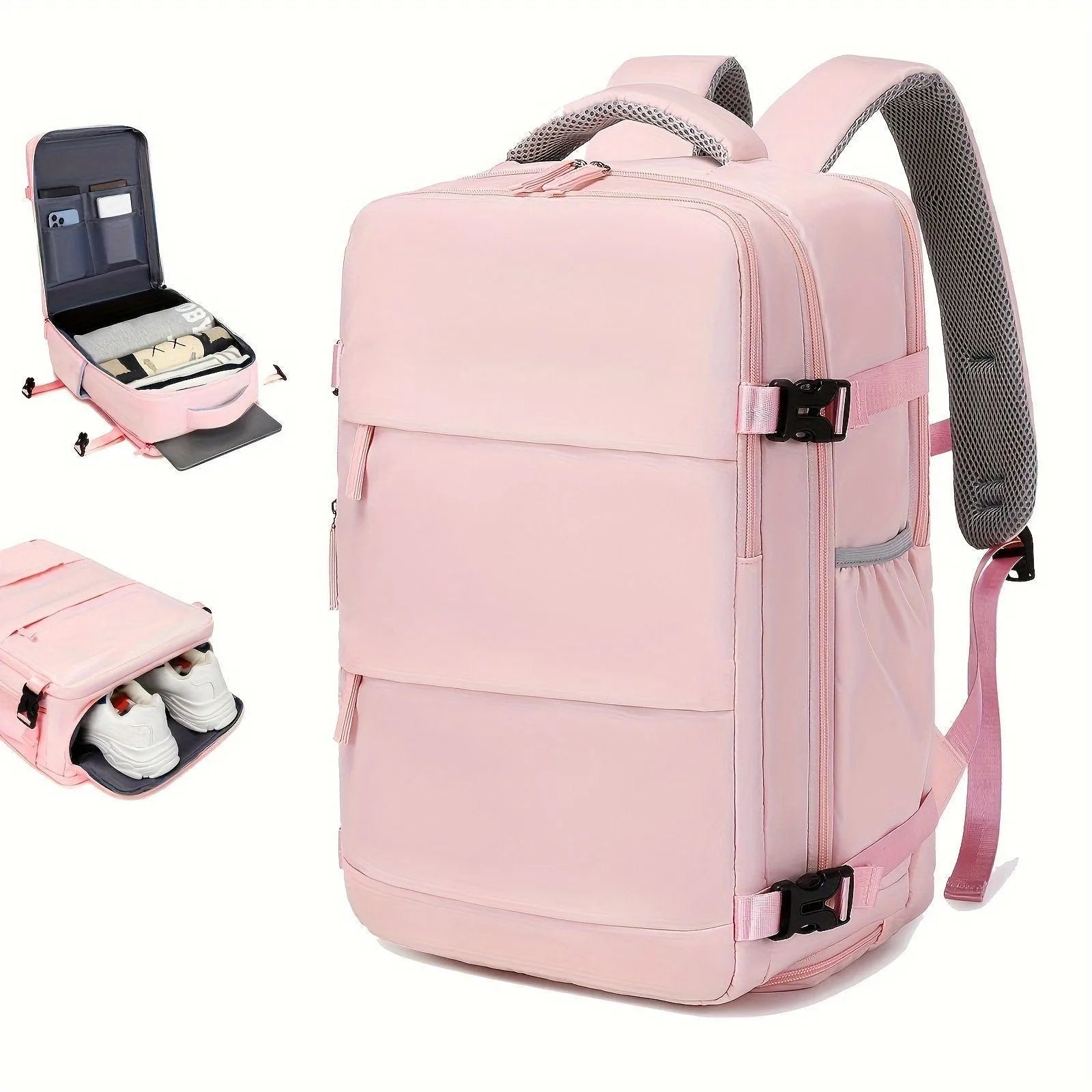 Men's large capacity nylon luggage backpack in black colour with tourist package included