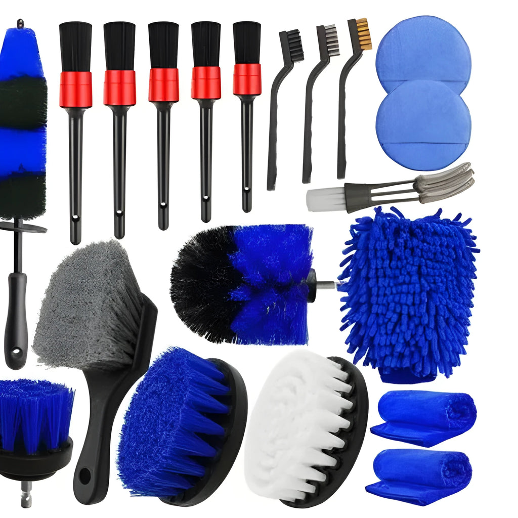 20-piece PP plastic electric drill car cleaning brush set in storage box 30x35x10cm
