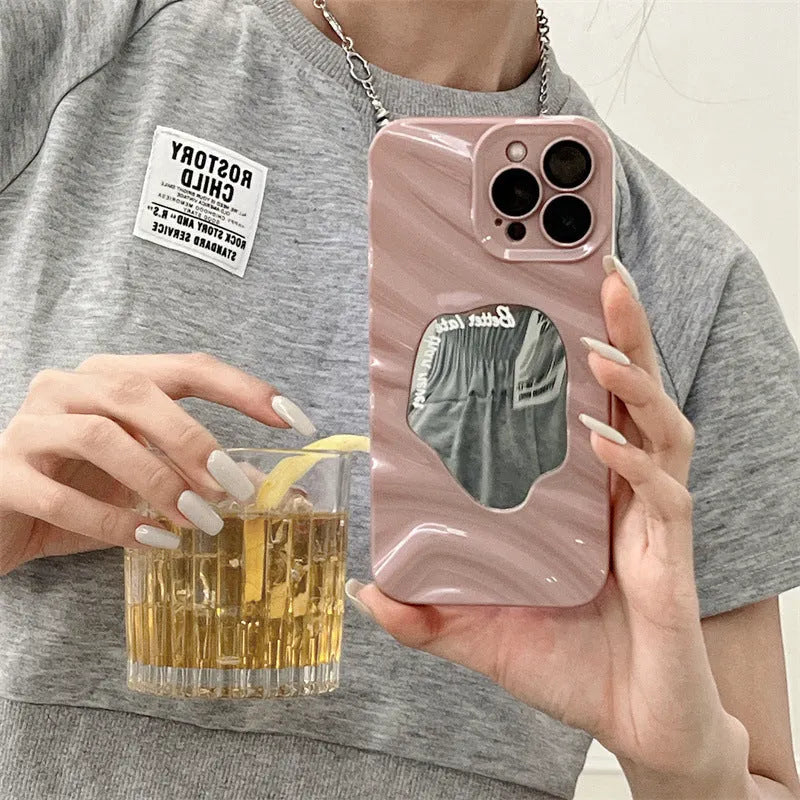Summer corrugated mirror phone case for iPhone 14 Plus in multiple colours with TPU shockproof protection
