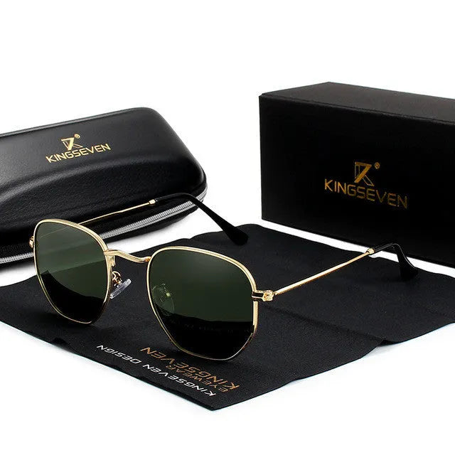 A pair of men's retro-style sunglasses with a round frame in a choice of colours.