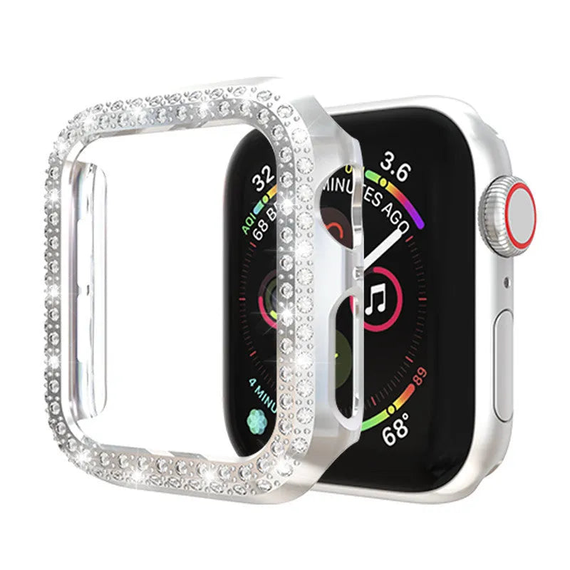 PC protective case for Apple Watch in various colours shown next to a watch.
