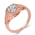 Love Texture heart-shaped zircon ring on copper base with electroplated white gold finish, US size 7