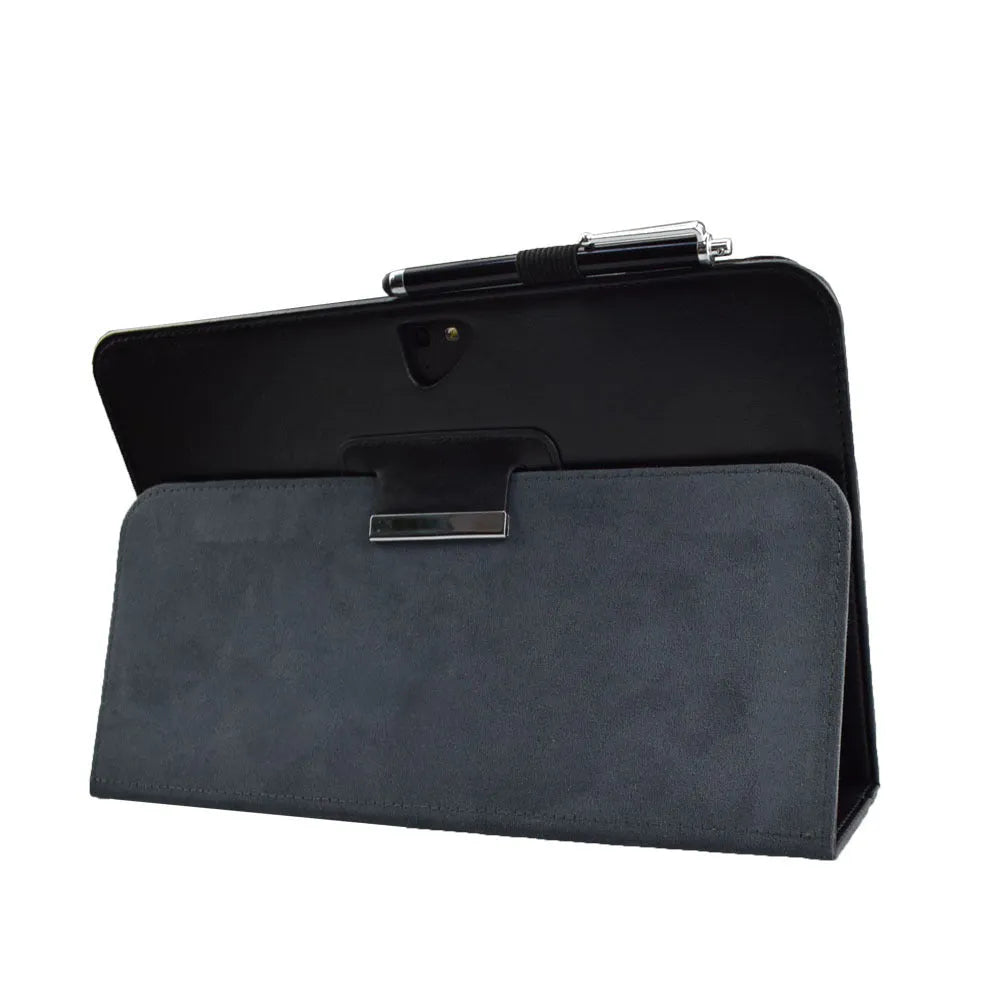 Black imitation leather PU protective back cover case with metal clip for Google Pixel Tablet 10