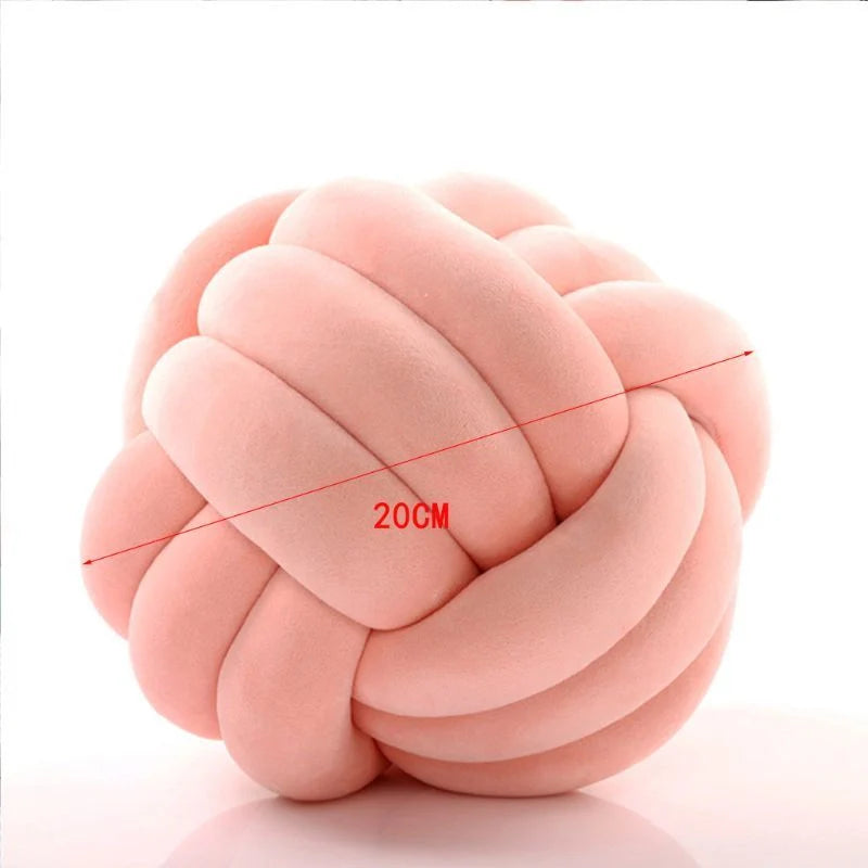 Knotted Plush Ball Design Round Throw Pillow in assorted colours and sizes