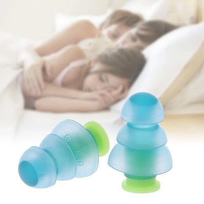 Light blue silicone anti-noise earplugs for travel noise reduction