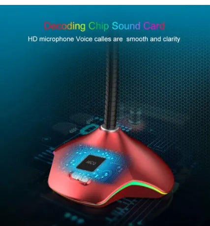 Black wired condenser microphone on an adjustable stand with a detached foam windscreen.
