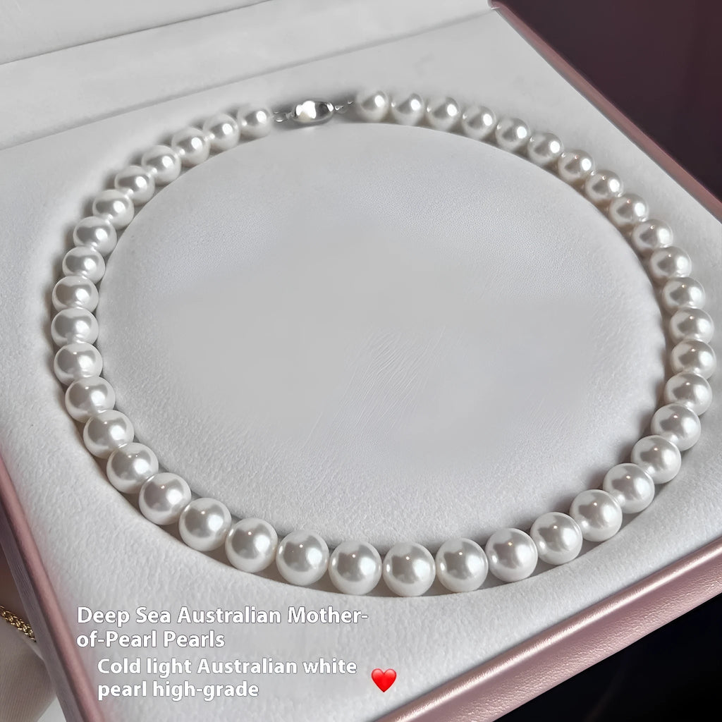 925 silver ingot buckle necklace with white shell pearls on unisex clavicle chain, 45cm length.