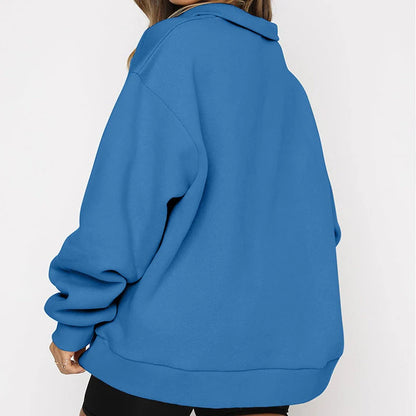 Women's zip turndown collar sweatshirt in various colours