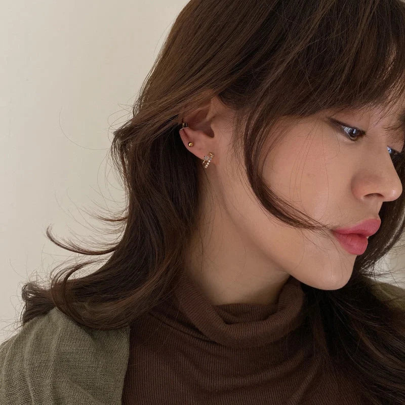 Ladies vintage blue opal earrings with 925 silver pins and real gold plating