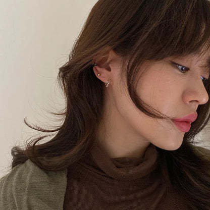 Ladies vintage blue opal earrings with 925 silver pins and real gold plating