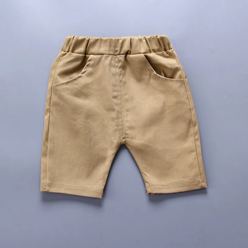 Anchor print cotton children's summer pants set with short sleeves in multiple colours