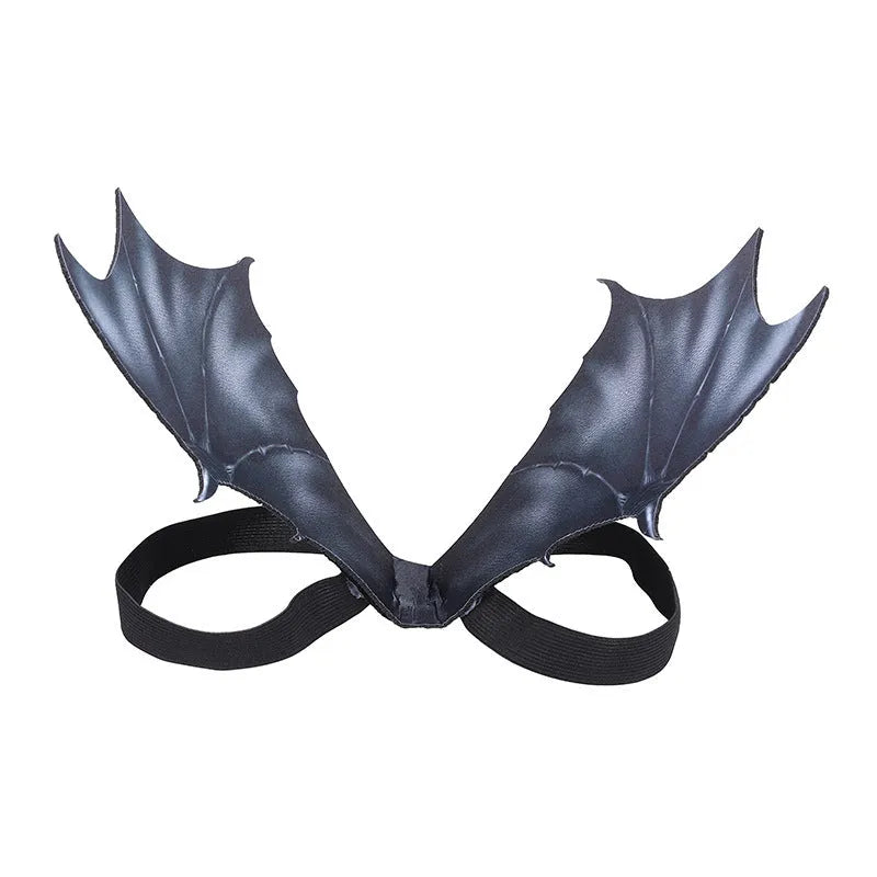 Black cloth bat wings Halloween costume for a cat or dog on a mannequin