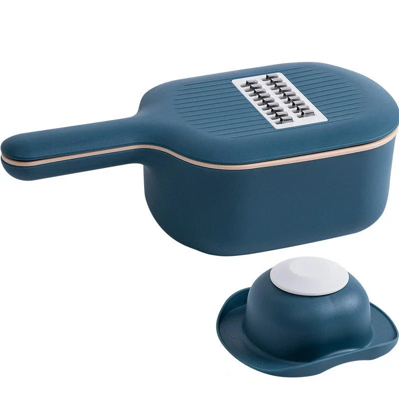 Multi-functional vegetable cutter with four blade designs for efficient kitchen tasks