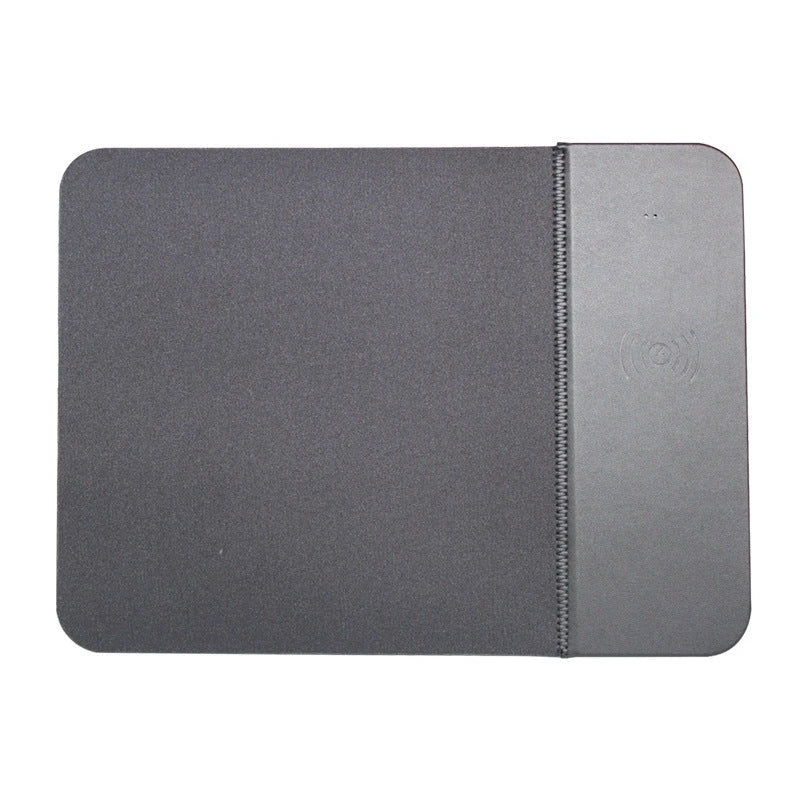 Wireless charging mouse pad with anti-slip rubber base, high-precision fabric, and sleek design for enhanced workspace productivity and organization