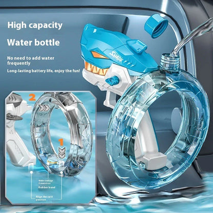 Powerful Shark-Themed Electric Water Gun with Sleek Design and Continuous Water Blasting