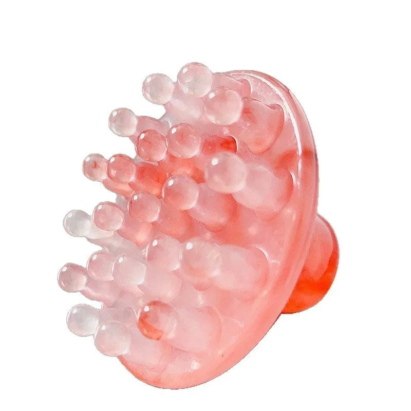 Disc massage comb with 21 copper teeth on brown circular base for head and scalp massage