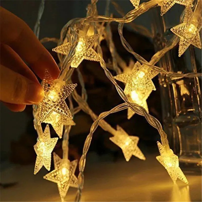 3 metre LED star light string with 20 warm white glass bulbs for outdoor decoration