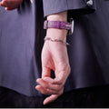 Leather watch strap with round crocodile skin pattern in apricot colour, 38mm width
