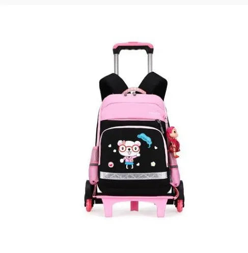Korean detachable trolley school bag in Oxford cloth with 42cm height and black/red colour options