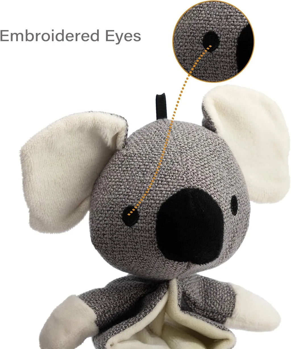 Grey koala plush dog squeaky toy measuring 30 cm with crinkle paper inside.