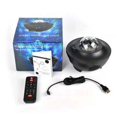 USB Control Music Player LED Night Light projecting vibrant starry sky colours