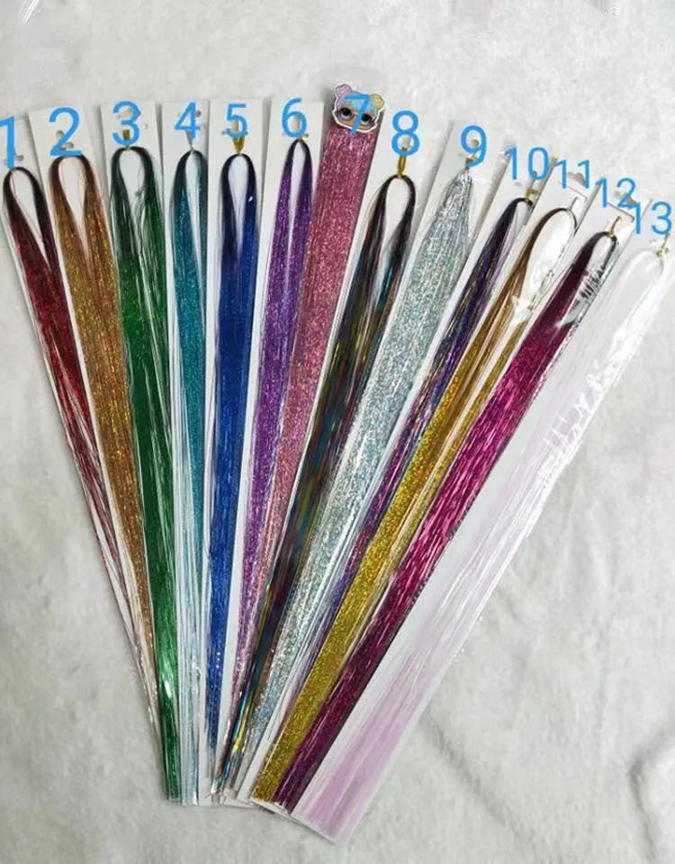 Laser hair colour hair extension wig in multiple colours, high temperature wire construction, clip and no-clip styles for ladies