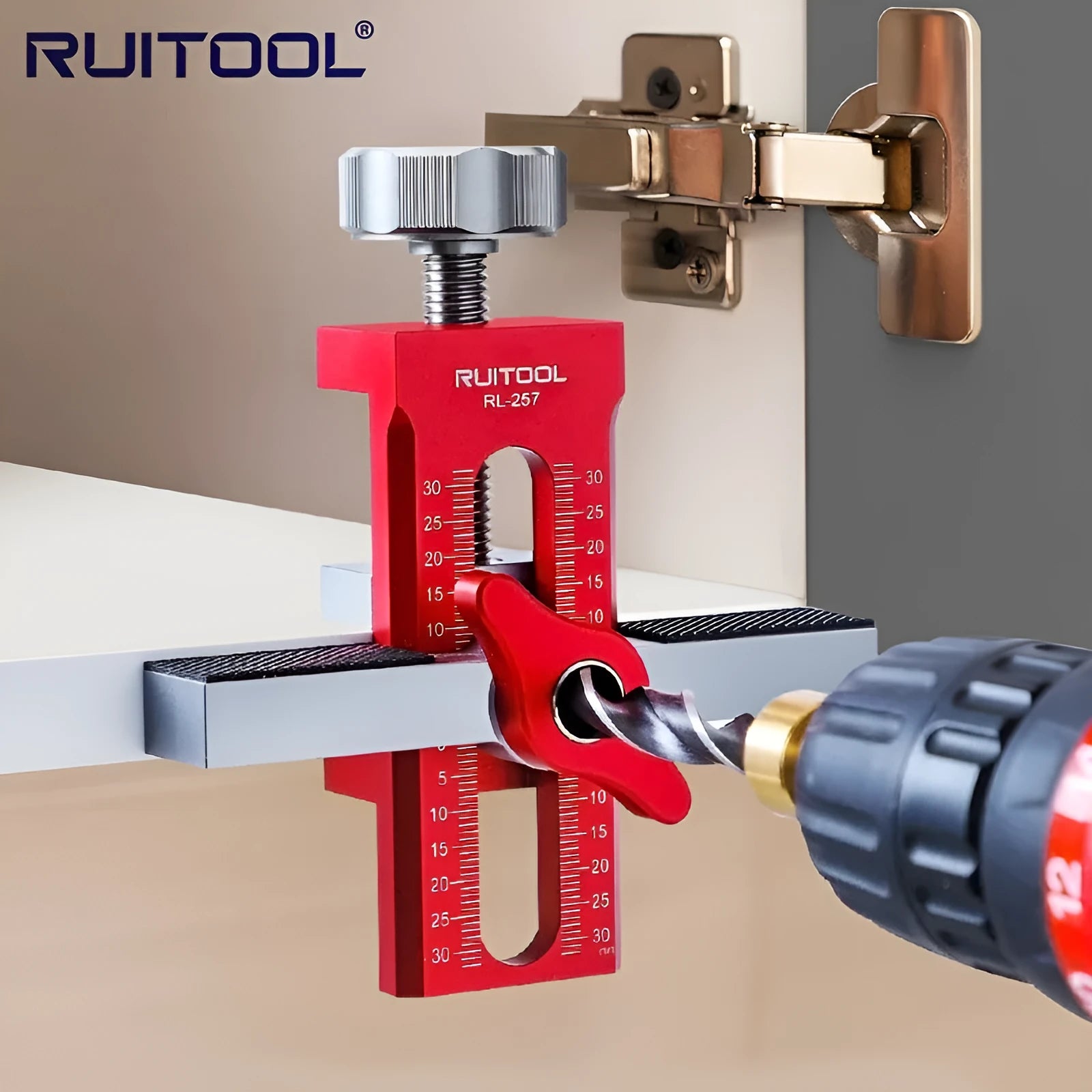 Aluminium alloy cabinet door installation aid with 10mm diamond suit adjustment mechanism