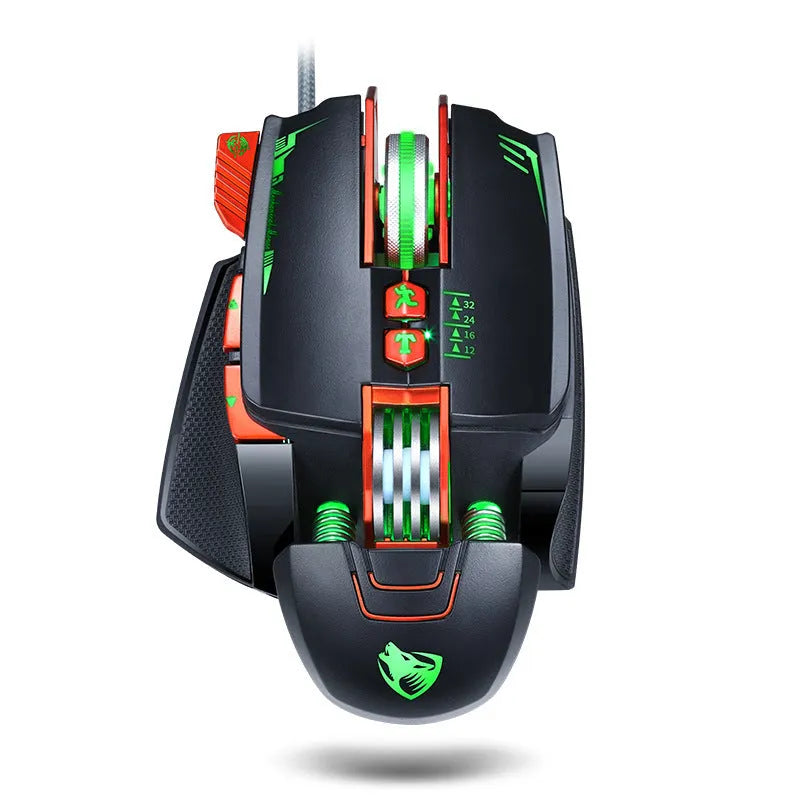 Thunder Wolf V9 wired gaming mouse, black, with USB cable, ergonomic shape, 6 buttons and scroll wheel