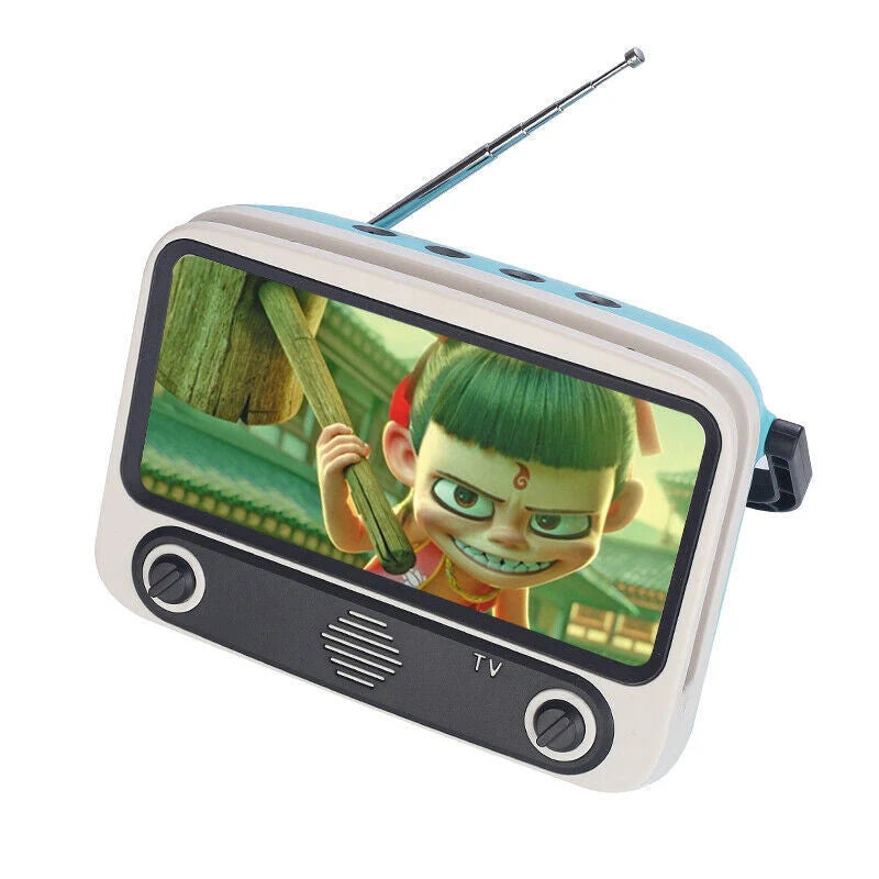 Retro TV card Bluetooth speaker with phone holder in various colors