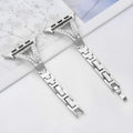 Herringbone pattern smart watch strap for Apple Watch in silver, showing zinc alloy lugs.