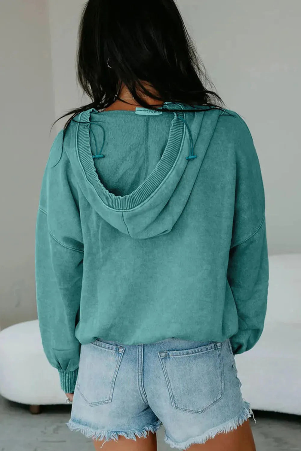 Canton half zip kangaroo pocket mineral wash baggy hoodie in relaxed fit cotton-polyester blend