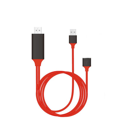 Type-C to HDMI mobile phone projection cable in black, white, and red, 2M length