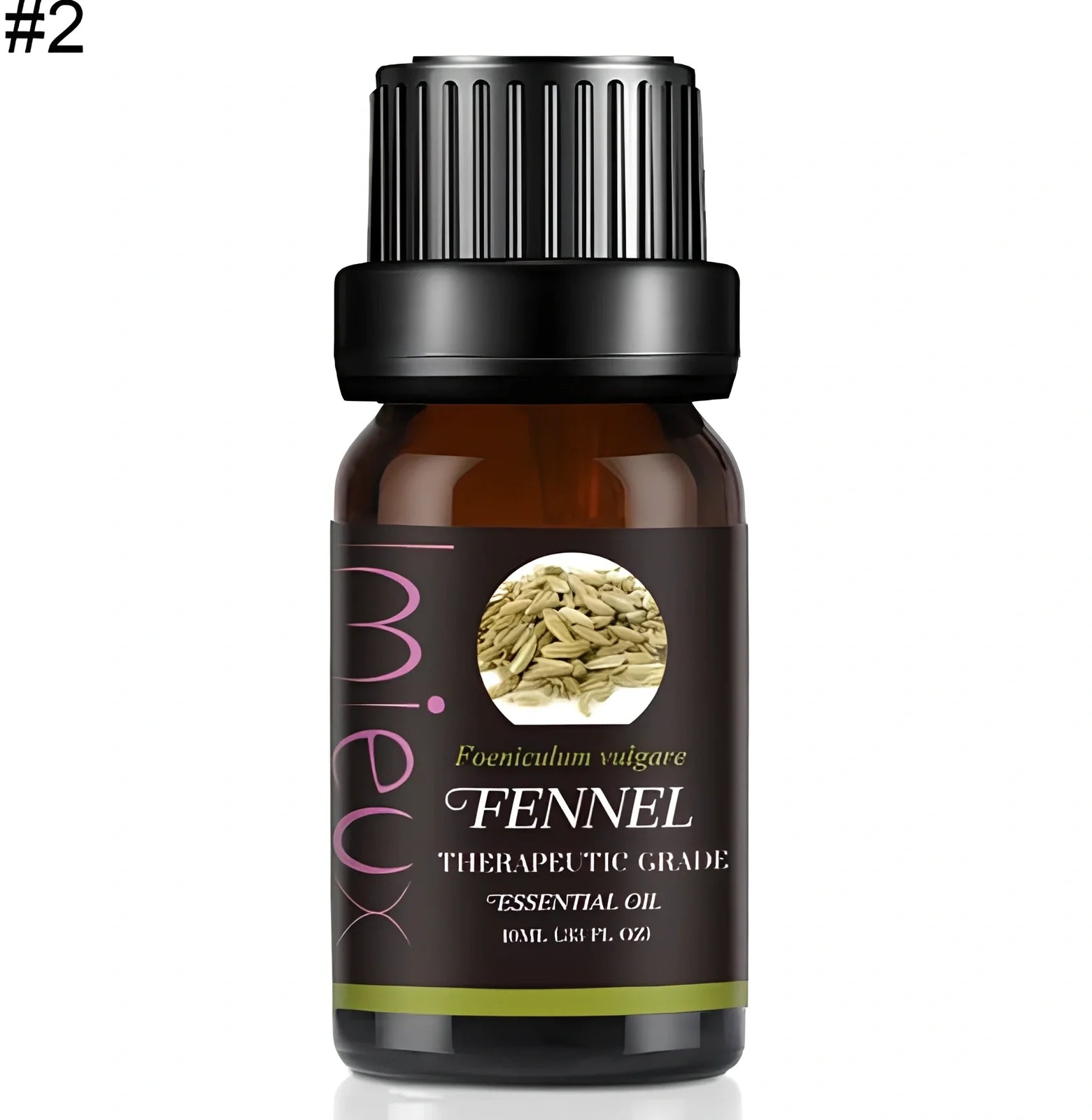 10ml dark glass bottle of therapeutic essential oil blend with lavender, citrus, and mint oils