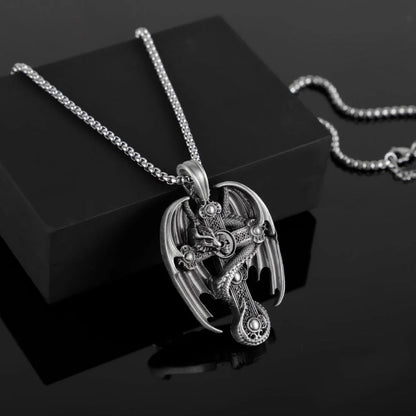 Men's stainless steel retro pendant sweater chain with pure tin pendant