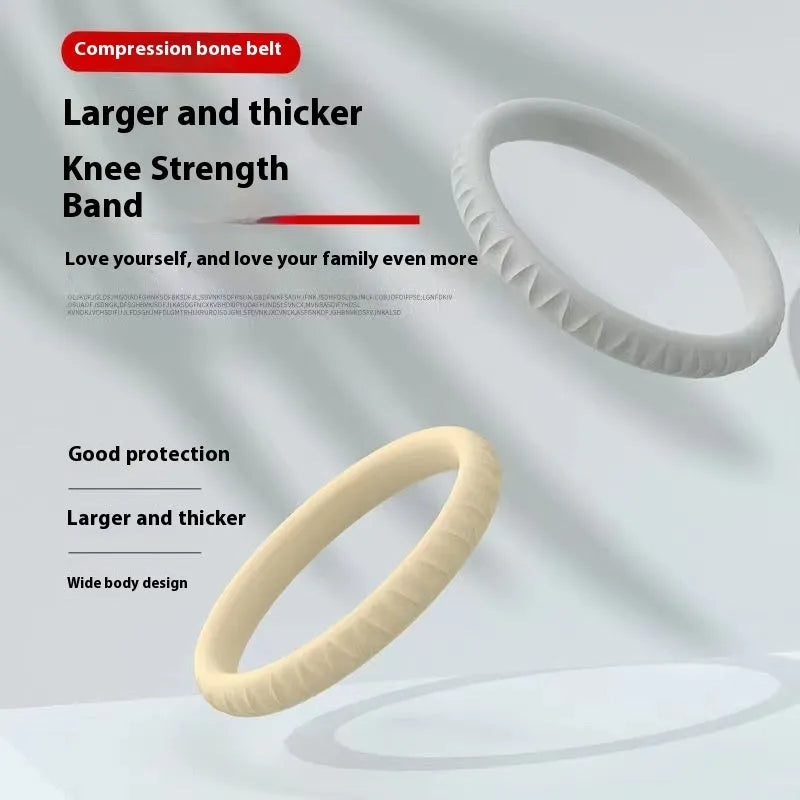 Sports knee pads elastic fixed protection joint rubber band in beige and gray for basketball