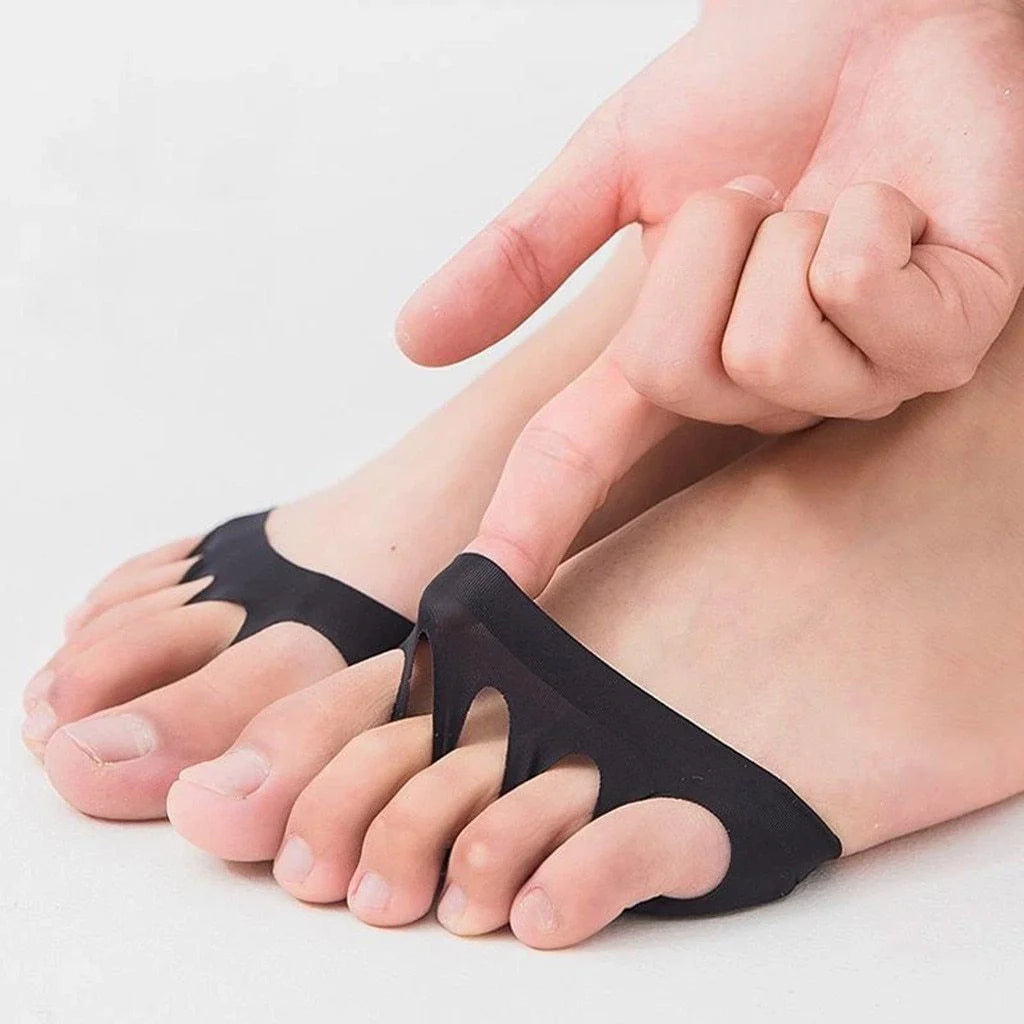 Invisible five finger socks with forefoot cushion pads for foot pain relief