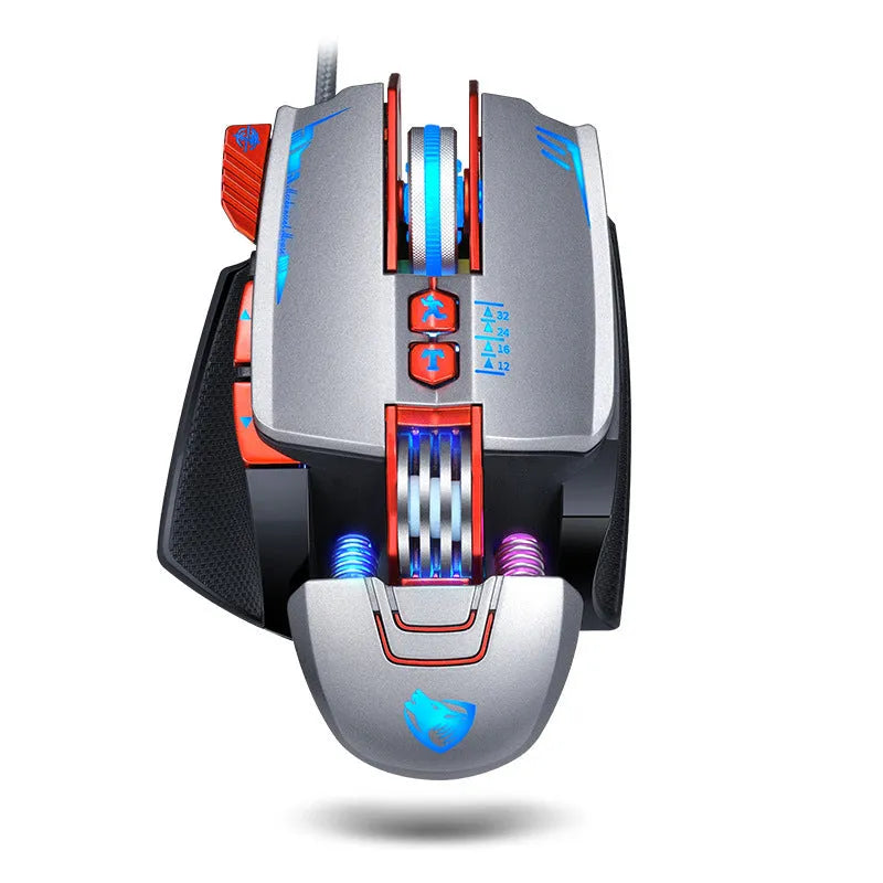 Thunder Wolf V9 wired gaming mouse, black, with USB cable, ergonomic shape, 6 buttons and scroll wheel