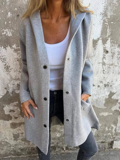 A cozy, hooded cardigan jacket in a variety of stylish colors and sizes