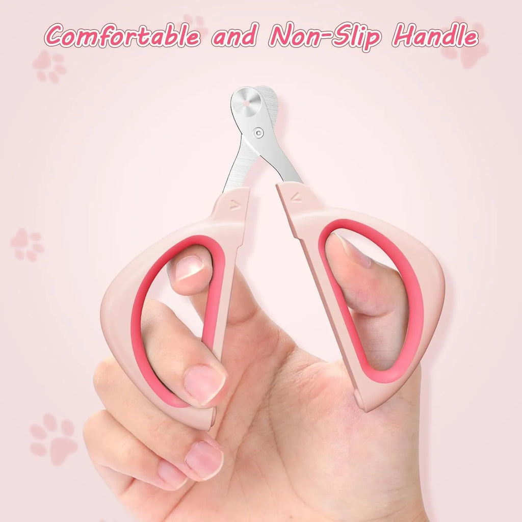 Blue cat nail clipper with a round positioning hole and non-slip handle for trimming pet nails