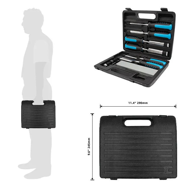 8-piece blue wood chisel set with sharpening stone for woodworking technology multiple sizes