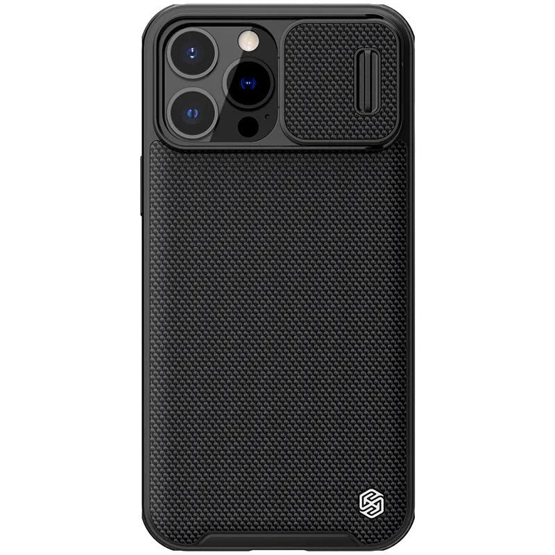 Black textured UniPro PC and TPU protective phone case for Apple iPhone 13 models.