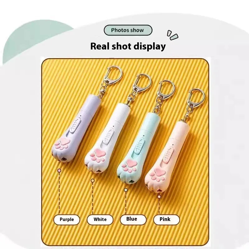 USB charging cat pen light toy in pink, cream, or sky blue colour for interactive play with cats