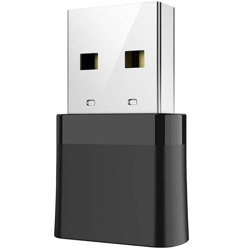 Black nickel-plated USB dual-band WiFi and Bluetooth network adapter with external antenna.