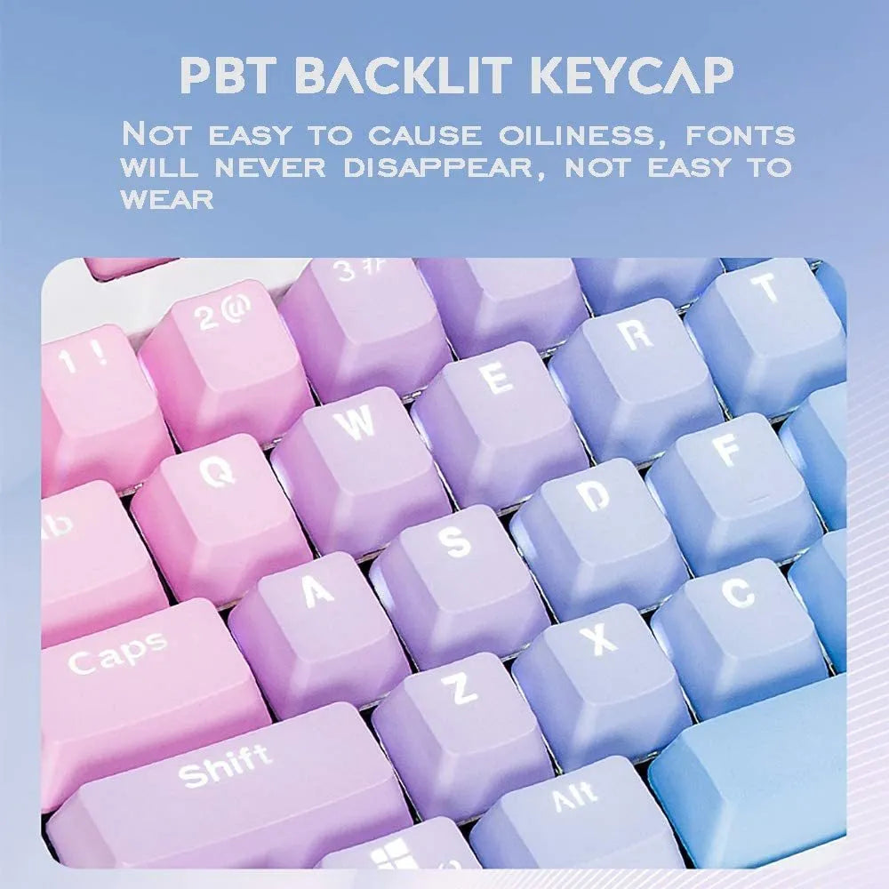 104 PBT word penetration dyed keycaps with translucent legends and OEM profile for mechanical keyboard