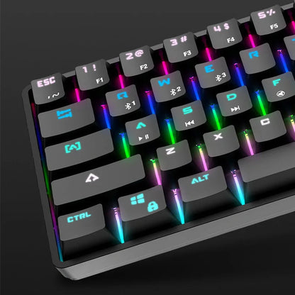 Wireless Bluetooth mechanical keyboard with PBT keycaps in black or white colour measuring 29.5×11×4cm