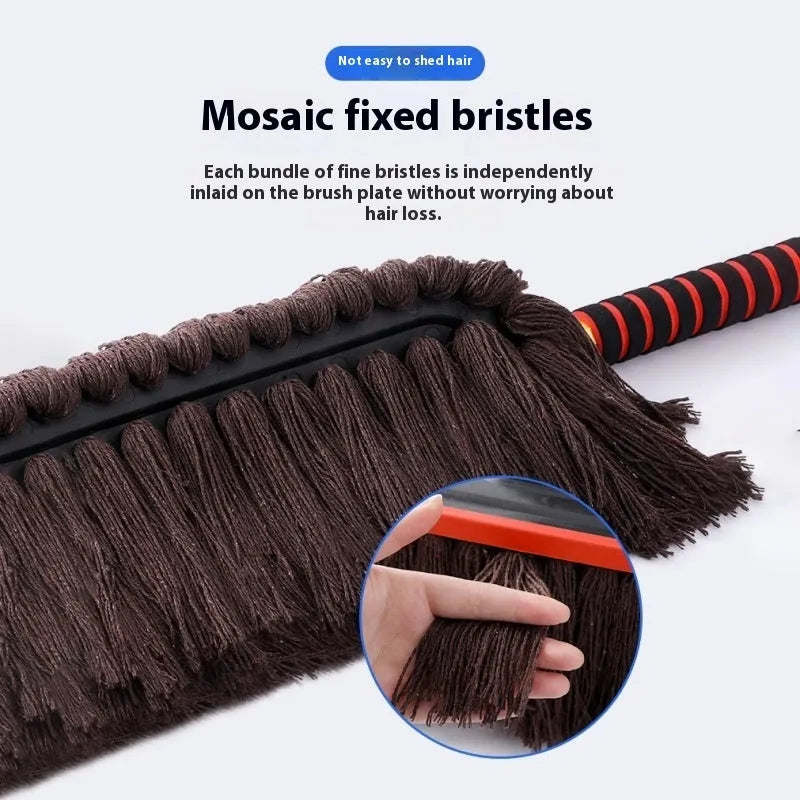 Telescopic wax duster car wash mop with alloy handle and brown line small telescopic mechanism