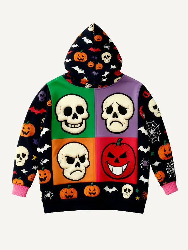 Fashion casual printed polyester sweater in size L, showing all-over colourful pattern on lightweight knit fabric