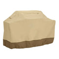 Beige polyester barbecue hood cover shown draped, illustrating its Nordic style and size for outdoor oven protection.